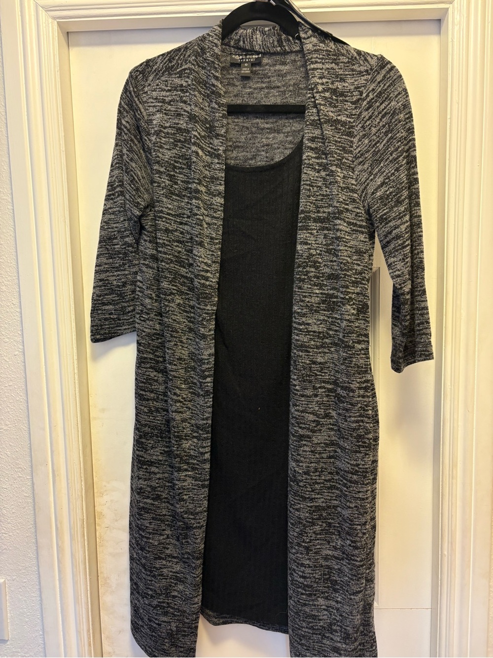 Black dress with attached cardigan and belt size 10